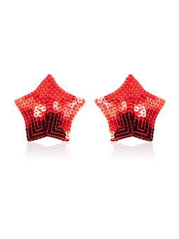 Paire de cache tétons adhésifs étoile pailletée sequin rouge - NP-2020