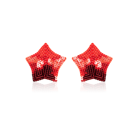 Paire de cache tétons adhésifs étoile pailletée sequin rouge - NP-2020