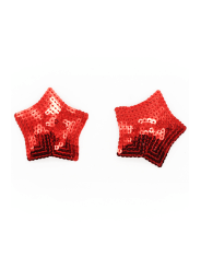 Paire de cache tétons adhésifs étoile pailletée sequin rouge - NP-2020