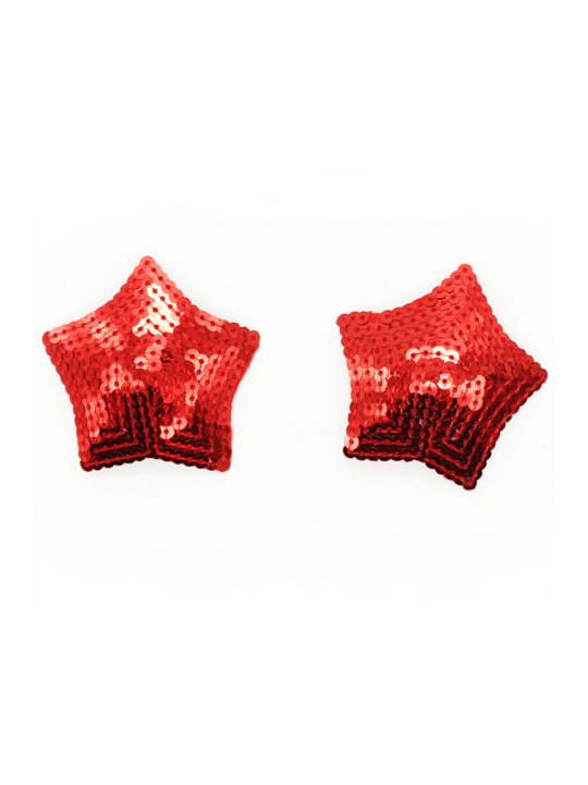 Paire de cache tétons adhésifs étoile pailletée sequin rouge - NP-2020
