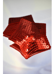 Paire de cache tétons adhésifs étoile pailletée sequin rouge - NP-2020