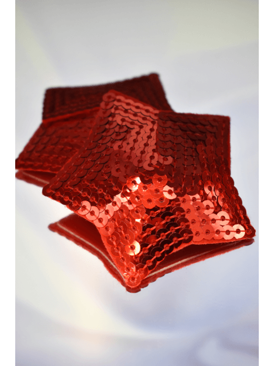 Paire de cache tétons adhésifs étoile pailletée sequin rouge - NP-2020