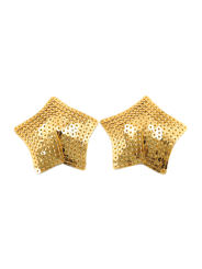 Paire de cache tétons adhésifs étoile pailletée sequin doré - NP-2016