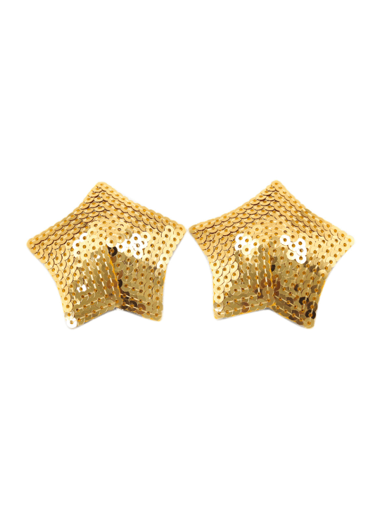 Paire de cache tétons adhésifs étoile pailletée sequin doré - NP-2016