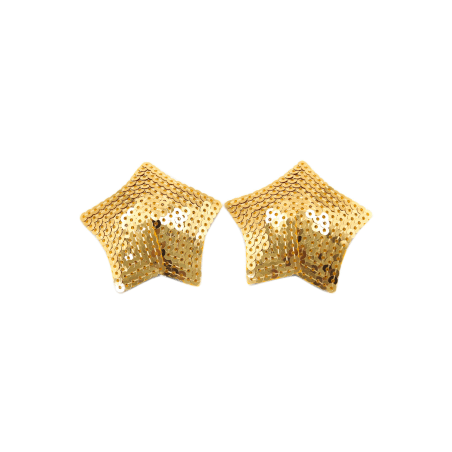 Paire de cache tétons adhésifs étoile pailletée sequin doré - NP-2016