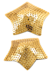 Paire de cache tétons adhésifs étoile pailletée sequin doré - NP-2016
