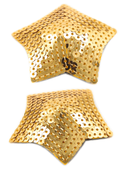 Paire de cache tétons adhésifs étoile pailletée sequin doré - NP-2016