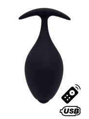 BABA, Plug vibrant anal noir USB, avec télécommande - BQ131BLK