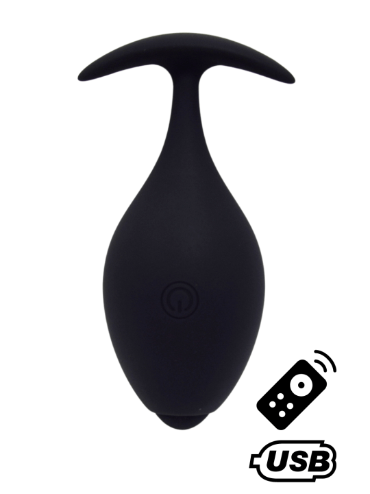 BABA, Plug vibrant anal noir USB, avec télécommande - BQ131BLK