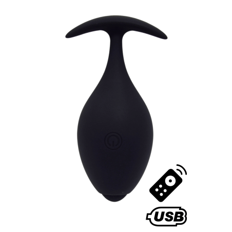 BABA, Plug vibrant anal noir USB, avec télécommande - BQ131BLK