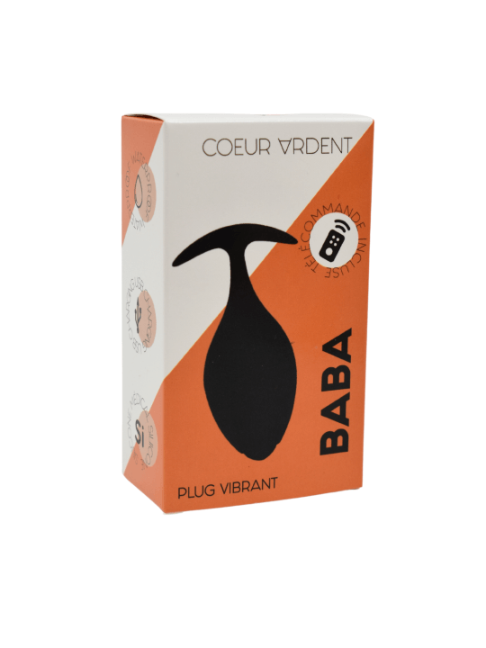 BABA, Plug vibrant anal noir USB, avec télécommande - BQ131BLK