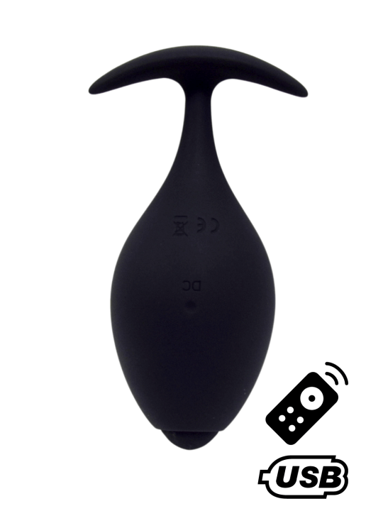 BABA, Plug vibrant anal noir USB, avec télécommande - BQ131BLK