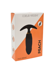 PEACH, Plug Vibrant noir long USB avec télécommande, dans un silicone médical doux et lisse - B72BLK