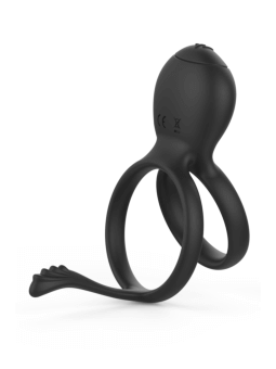 PEPIN, Cockring à double anneaux dans un silicone médical doux avec 1 mode de vibration - COR032BLK