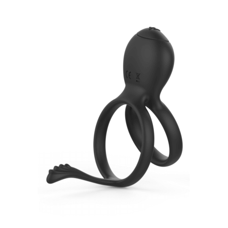 PEPIN, Cockring à double anneaux dans un silicone médical doux avec 1 mode de vibration - COR032BLK