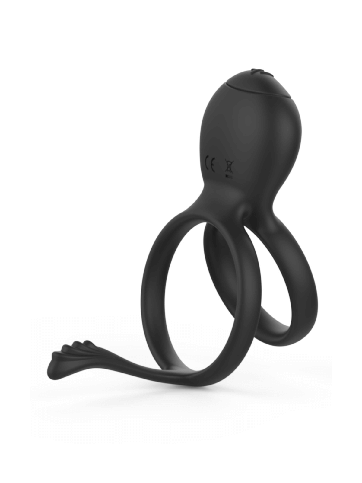 PEPIN, Cockring à double anneaux dans un silicone médical doux avec 1 mode de vibration - COR032BLK