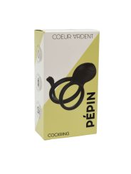 PEPIN, Cockring à double anneaux dans un silicone médical doux avec 1 mode de vibration - COR032BLK