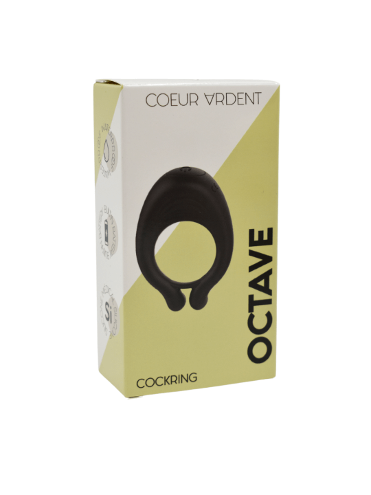 OCTAVE, Cockring Noir dans un silicone médical doux avec 1 mode de vibration - COR035BLK
