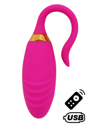 PLEASURE, Un Œuf vibrant USB avec télécommande, dans un silicone médical doux et rainuré - B24PNK