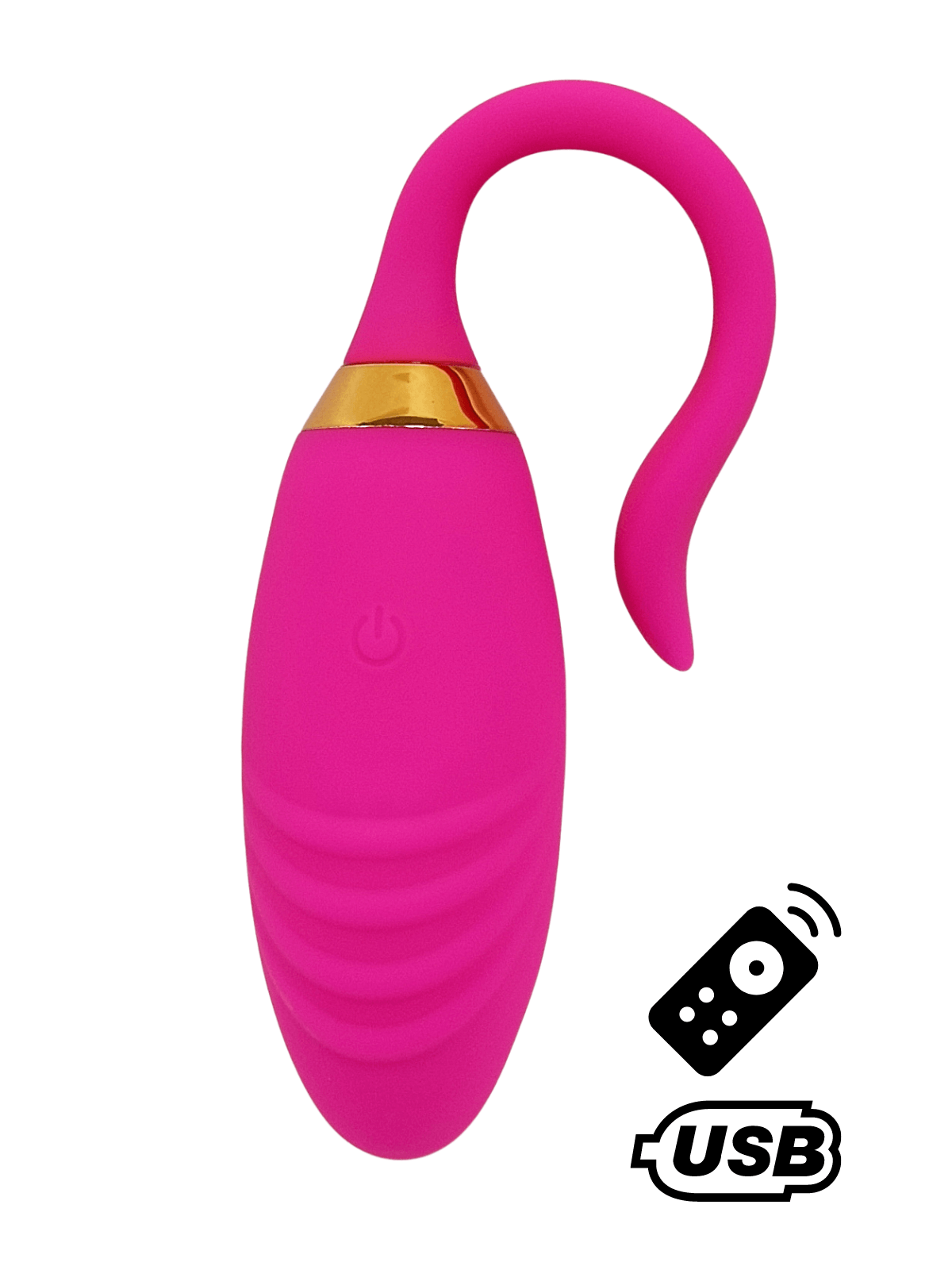 PLEASURE, Un Œuf vibrant USB avec télécommande, dans un silicone médical doux et rainuré - B24PNK