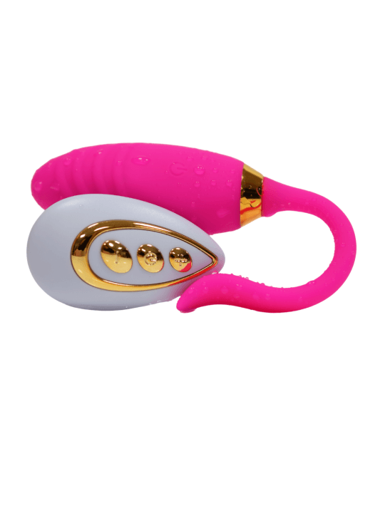 PLEASURE, Un Œuf vibrant USB avec télécommande, dans un silicone médical doux et rainuré - B24PNK