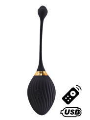 WAVE, Un Œuf vibrant noir USB avec télécommande, dans un silicone médical doux et lisse - B50BLK