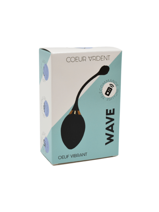 WAVE, Un Œuf vibrant noir USB avec télécommande, dans un silicone médical doux et lisse - B50BLK