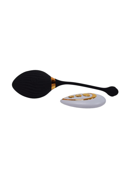 WAVE, Un Œuf vibrant noir USB avec télécommande, dans un silicone médical doux et lisse - B50BLK