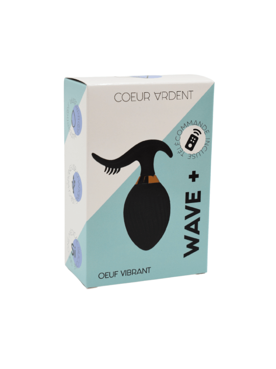 WAVE , Un Œuf vibrant noir USB avec stimulation clitoridienne, doté d'une télécommande - B54BLK