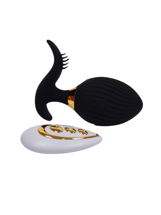 WAVE , Un Œuf vibrant noir USB avec stimulation clitoridienne, doté d'une télécommande - B54BLK