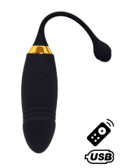 HAPPY, Un Œuf vibrant long USB avec télécommande, dans un silicone médical doux et lisse - B70BLK