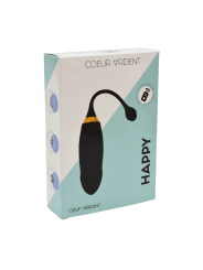 HAPPY, Un Œuf vibrant long USB avec télécommande, dans un silicone médical doux et lisse - B70BLK