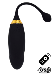 HAPPY, Un Œuf vibrant long USB avec télécommande, dans un silicone médical doux et lisse - B70BLK