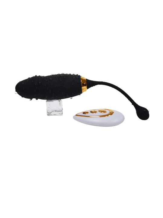HAPPY, Un Œuf vibrant long USB avec télécommande, dans un silicone médical doux et lisse - B70BLK