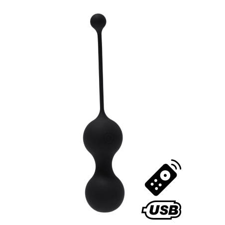 MINA Noir, Boules de Geisha en silicone médical USB avec télécommande - BQ130BLK