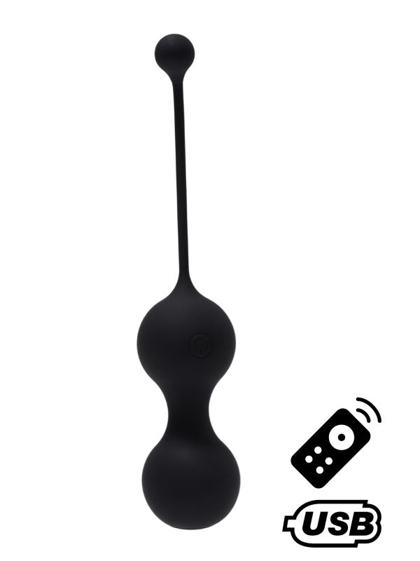 MINA Noir, Boules de Geisha en silicone médical USB avec télécommande - BQ130BLK