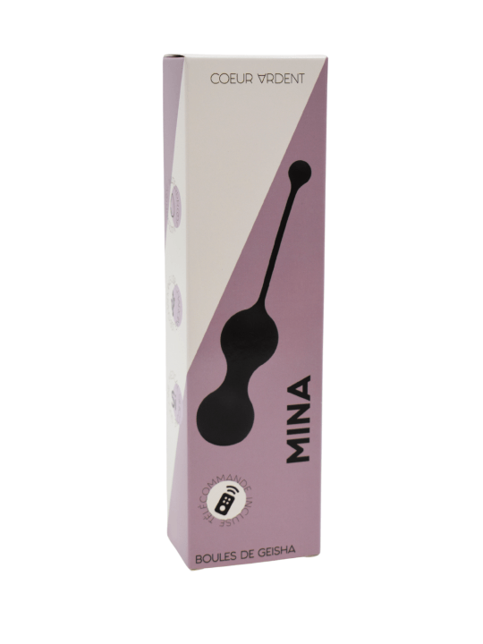 MINA Noir, Boules de Geisha en silicone médical USB avec télécommande - BQ130BLK