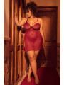 Nuisette grande taille couleur framboise et string - MAL7555XROSW