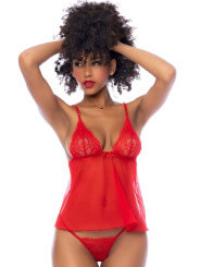Nuisette courte rouge et string assorti - MAL7562RD