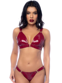 Ensemble 2 pièces en vinyle bordeaux - MAL2763BLWN