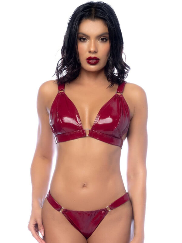 Ensemble 2 pièces en vinyle bordeaux - MAL2763BLWN