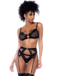 Ensemble 3 pièces en wetlook noir - MAL2767WBLK