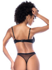 Ensemble 3 pièces en wetlook noir - MAL2767WBLK