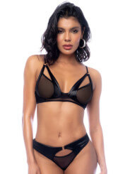 Ensemble 2 pièces en wetlook noir - MAL2769WBLK
