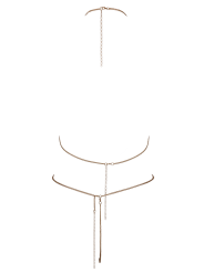 Soutien-gorge et string bijoux en chaînettes dorées et strass irisés - R24505186001