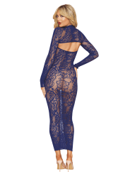 Ensemble 2 pièces top manches longues et robe bleu marine - DG0525ECL