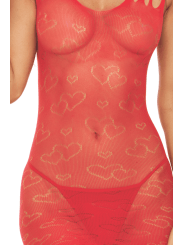 Robe résille fantaisie coeur rouge - REN7109-RED