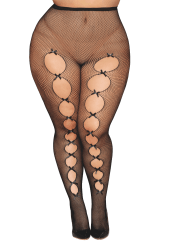 Collant fantaisie grande taille résille noir avec liseré à l'arrière - DG0528XBLK