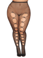 Collant fantaisie grande taille résille noir avec liseré à l'arrière - DG0528XBLK