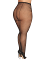 Collant fantaisie grande taille résille noir avec liseré à l'arrière - DG0528XBLK